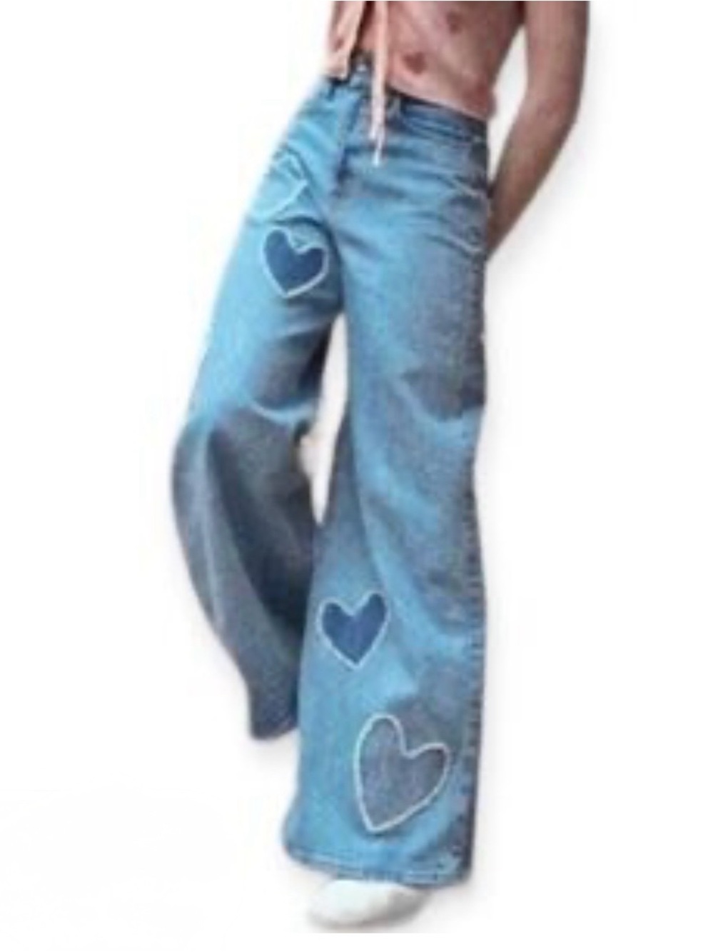 Social Tourist Ultra High Rise Baggy Heart Patch Jeans Women’s 24